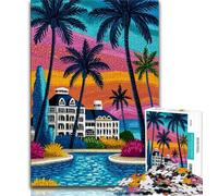 Rompecabezas de 1000 Piezas para Adolescentes Ciudad turística 1000 Piezas para Adultos desafío de Inteligencia Cerebral Juguetes adictivos para decoración del hogar 26x38cm