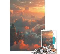 Rompecabezas de 1000 Piezas para Adolescentes Ciudad voladora Entre Las Nubes Juego Educativo desafío Juguete Juego Relajante Regalo Ideal para Mujeres (tamaño 75x50cm)