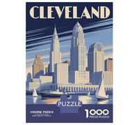 Rompecabezas De 1000 Piezas para Adolescentes Cleveland Cityscape Art Deco Rompecabezas para Adultos Juegos Relajantes Corte De Precisión Regalos Y Cumpleaños Únicos 38x26cm/1000pcs