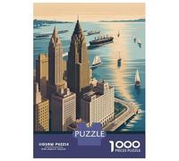 Rompecabezas De 1000 Piezas para Adolescentes Cleveland Cityscape Art Deco Style Rompecabezas para Adultos Juego Práctico Ensamblaje De Patrones Regalo De Cumpleaños, Regalos, 70x50cm/1000pcs