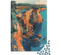 Rompecabezas De 1000 Piezas para Adolescentes Cliffside Coastal Train Ride-1 Rompecabezas para Adultos Juegos Relajantes Mejora La Memoria Ayuda A Ejercitar El Cerebro 38x26cm/1000pcs