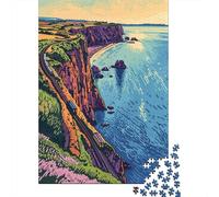 Rompecabezas De 1000 Piezas para Adolescentes Cliffside Coastal Train Ride Rompecabezas para Adultos Juegos Relajantes Mejora La Memoria Ayuda A Ejercitar El Cerebro 38x26cm/1000pcs