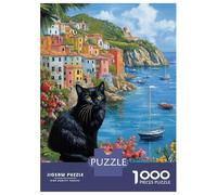 Rompecabezas De 1000 Piezas para Adolescentes Coastal Cat'S Serene Gaze Rompecabezas Juegos Relajantes Decoración De Pared Regalos para Amigos Y Familiares 38x26cm/1000pcs