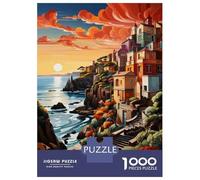 Rompecabezas De 1000 Piezas para Adolescentes Coastal Sunset Village Scene Rompecabezas para Adultos Juego Familiar Pero Divertido Y Humorístico Desafío Educativo 38x26cm/1000pcs