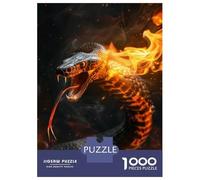 Rompecabezas De 1000 Piezas para Adolescentes Cobra Snake Fire Flames Rompecabezas para Adultos Juegos Relajantes Vacaciones En Casa Matar El Tiempo 52x38cm/1000pcs