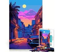 Rompecabezas de 1000 Piezas para Adolescentes Coche Antiguo en una Calle de La Habana Decoración Impecable Juguete para ejercitar la Mente Juego para Relajarse Regalo Divertido de Navidad (38x52cm)