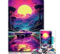 Rompecabezas de 1000 Piezas para Adolescentes Coche de neón en la Naturaleza 1000 Piezas para Adolescentes Entrena tu Cerebro y Tus Manos Regalos para Amigos y Familiares 38x26cm