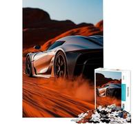 Rompecabezas de 1000 Piezas para Adolescentes Coche Deportivo Koenigsegg Jesko Plateado en el Desierto Juego Educativo Juguetes didácticos Regalo Ideal para cumpleaños y para Disfrutar en Familia