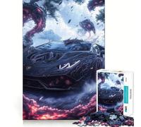 Rompecabezas de 1000 Piezas para Adolescentes Coche Deportivo Negro con Sombras,diseño de Corte preciso,Juego para ejercitar la Mente,Juego para Relajarse,Arte navideño para el Tiempo Libre 38x26cm