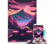 Rompecabezas de 1000 Piezas para Adolescentes Coche Synthwave en Movimiento Juegos relajantes antiestrés Lista de Deseos con Papá Noel 38x26cm