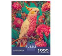 Rompecabezas De 1000 Piezas para Adolescentes Cockatoo in Tropical Floral Setting Rompecabezas para Adultos Juegos Relajantes Decoración del Hogar Juego Desafiante Regalos 38x26cm/1000pcs