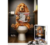 Rompecabezas de 1000 Piezas para Adolescentes Cocker Spaniel en el Inodoro Juguetes antiestrés Grandes Regalos y Juguetes Juego Familiar interacción Entre Padres e Hijos tamaño 50x75cm