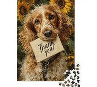 Rompecabezas De 1000 Piezas para Adolescentes Cocker Spaniel with Thank You Note Rompecabezas para Adultos Juego Práctico Arte De Pared Oferta como Regalos para Toda La Familia 38x26cm/1000pcs