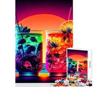 Rompecabezas de 1000 Piezas para Adolescentes cócteles Bebidas neón Juguetes antiestrés Regalo de cumpleaños Juegos educativos Interesante reducción del estrés tamaño 38x52cm