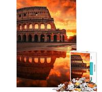 Rompecabezas de 1000 Piezas para Adolescentes Coliseo Puesta de Sol Roma Italia Imperio Rompecabezas para Adultos Juegos relajantes Corte de precisión Ideal para cumpleaños y Navidad (tamaño 38x52cm)