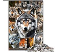Rompecabezas de 1000 Piezas para Adolescentes, Collage de Lobos, para Mayores de 14 años, Juguete Educativo Intelectual descompresor, Gran Regalo (tamaño 26x38cm)