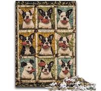 Rompecabezas de 1000 Piezas para Adolescentes, Collage de Perro Boston Terrier, antiestrés, Regalo Ideal para Toda la Familia, 26x38cm