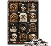 Rompecabezas de 1000 Piezas para Adolescentes, Collage de Perros Shih Tzu, Juego Familiar, antiestrés, desafío difícil, colección de Artistas, Bellas Artes, 50x75cm