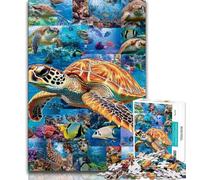 Rompecabezas de 1000 Piezas para Adolescentes Collage de Tortugas para Adultos y Adolescentes Juego Familiar para aliviar el estrés desafío difícil Regalo Ideal (26x38cm)