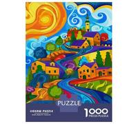 Rompecabezas De 1000 Piezas para Adolescentes Colorful Abstract Landscape Art Print Rompecabezas De Juguete para Decoración De Pared Desafío Difícil Regalo De Cumpleaños, Regalos, 70x50cm/1000pcs