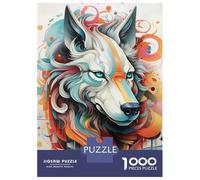 Rompecabezas De 1000 Piezas para Adolescentes Colorful Abstract Wolf Portrait Rompecabezas para Adultos Juego Práctico Ensamblaje De Patrones Regalo De Cumpleaños, Regalos, 38x26cm/1000pcs