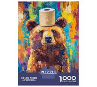 Rompecabezas De 1000 Piezas para Adolescentes Colorful Bear with Toilet Paper Hat Rompecabezas para Adultos Juego Práctico Decoración del Hogar Cumpleaños Y Navidad 70x50cm/1000pcs