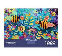 Rompecabezas De 1000 Piezas para Adolescentes Colorful Bees and Flowers Rompecabezas para Adultos Juego Práctico Decoración De Pared Oferta como Regalos para Toda La Familia 52x38cm/1000pcs