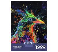 Rompecabezas De 1000 Piezas para Adolescentes Colorful Bird Painting on Black Background Rompecabezas para Adultos Juegos Familiares Mejora La Memoria Cumpleaños Y Navidad 52x38cm/10