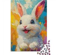 Rompecabezas De 1000 Piezas para Adolescentes Colorful Bunny Painting Rompecabezas para Adolescentes Juegos Relajantes Decoración Juego Desafiante Regalos 70x50cm/1000pcs
