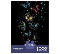 Rompecabezas De 1000 Piezas para Adolescentes Colorful Butterflies on Black Rompecabezas para Adultos Juegos Relajantes Decoración De Pared para Cumpleaños, Navidad 38x26cm/1000pcs
