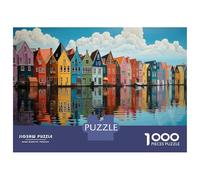 Rompecabezas De 1000 Piezas para Adolescentes Colorful Canal Houses Rompecabezas para Adultos Juego Práctico Ensamblaje De Patrones Regalo De Cumpleaños, Regalos, 38x26cm/1000pcs