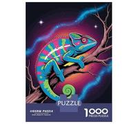 Rompecabezas De 1000 Piezas para Adolescentes Colorful Chameleon on Branch in Space Rompecabezas para Adultos Juegos Familiares Regalos para Mujeres Cumpleaños 52x38cm/1000pcs