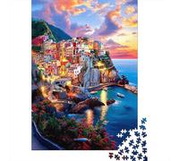 Rompecabezas De 1000 Piezas para Adolescentes Colorful Coastal Village Sunset -2 Rompecabezas para Adultos Juegos Familiares Mejora La Memoria Cumpleaños Y Navidad 70x50cm/1000pcs