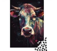 Rompecabezas De 1000 Piezas para Adolescentes Colorful Cow Painting-1 Rompecabezas Juegos Divertidos Desafío Difícil Cumpleaños Y Navidad 52x38cm/1000pcs