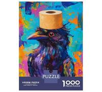 Rompecabezas De 1000 Piezas para Adolescentes Colorful Crow with Toilet Paper Hat Rompecabezas para Adolescentes Juguetes Antiestrés Difícil Gran Regalo para Jugar 70x50cm/1000pcs