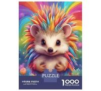 Rompecabezas De 1000 Piezas para Adolescentes Colorful Cute Hedgehog Rompecabezas para Adultos Juegos Divertidos Decoración Cumpleaños, Navidad 38x26cm/1000pcs