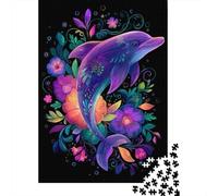 Rompecabezas De 1000 Piezas para Adolescentes Colorful Dolphin Art Print-1 Rompecabezas para Adolescentes Juegos Relajantes Decoración Juego Desafiante Regalos 38x26cm/1000pcs