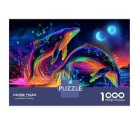 Rompecabezas De 1000 Piezas para Adolescentes Colorful Dolphins in Water Rompecabezas para Adultos Juegos De Relajación Decoración del Hogar Desafío Educativo 70x50cm/1000pcs