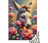 Rompecabezas De 1000 Piezas para Adolescentes Colorful Donkey with Flowers Rompecabezas para Adolescentes Juego Práctico para Mejorar La Memoria Regalos Y Cumpleaños Únicos 70x50cm/1000pcs