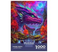 Rompecabezas De 1000 Piezas para Adolescentes Colorful Dragon Waterfall Fantasy Landscape Rompecabezas para Adultos Juego Práctico Decoración del Hogar Cumpleaños Y Navidad 52x38cm
