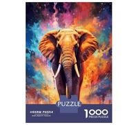 Rompecabezas De 1000 Piezas para Adolescentes Colorful Elephant Art Print Rompecabezas para Adultos Juegos Relajantes Arte De Pared Diversión En Casa Actividades, 52x38cm/1000pcs