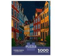 Rompecabezas De 1000 Piezas para Adolescentes Colorful European Street at Night Rompecabezas para Adultos Juego Práctico Pero Divertido Y Humorístico Regalos para Reducir El Estrés 52x38cm/1000pcs