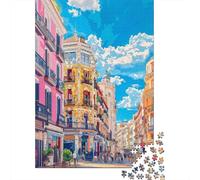 Rompecabezas De 1000 Piezas para Adolescentes Colorful European Street Scene-5 Rompecabezas para Adolescentes Juego De Ingenio Una Obra De Arte Diversión En Casa Actividades, 38x26cm/1000pcs