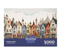 Rompecabezas De 1000 Piezas para Adolescentes Colorful European Village Scene Rompecabezas para Adultos Juegos Familiares Regalos para Mujeres Cumpleaños 52x38cm/1000pcs