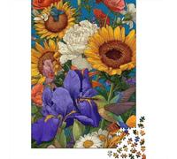 Rompecabezas De 1000 Piezas para Adolescentes Colorful Flower Bouquet with Hummingbird Rompecabezas para Adultos Juego Práctico Arte De Pared Oferta como Regalos para Toda La Familia 70x50cm/1000pcs