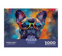 Rompecabezas De 1000 Piezas para Adolescentes Colorful French Bulldog Art Print Rompecabezas para Adultos Juego Familiar Decoración del Hogar Cumpleaños Y Navidad 70x50cm/1000pcs