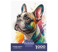 Rompecabezas De 1000 Piezas para Adolescentes Colorful French Bulldog Portrait Rompecabezas para Adultos Juguete Decoración De Pared Decoración De Pared Juego Desafiante Regalos 70x50cm/1000pcs
