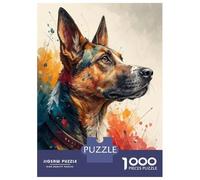 Rompecabezas De 1000 Piezas para Adolescentes Colorful German Shepherd Portrait Rompecabezas para Adultos Juguete Decoración De Pared Patrón De Montaje Gran Regalo para Jugar 70x50cm/1000pcs