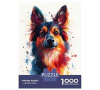 Rompecabezas De 1000 Piezas para Adolescentes Colorful German Sheppard Portrait Rompecabezas para Adultos Juego Práctico Mejora La Memoria para Cumpleaños, Navidad 52x38cm/1000pcs