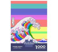 Rompecabezas De 1000 Piezas para Adolescentes Colorful Great Wave Japan Rompecabezas para Adultos Juegos Relajantes Vacaciones En Casa Matar El Tiempo 38x26cm/1000pcs